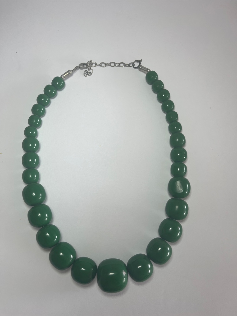 Vintage Green Graduated Beaded Statement Necklace